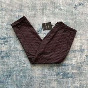 NWT! Just West Art Finish Dark Gray Pink Pinstripe Crop Pants Italian 44 / US 8